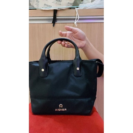 PRELOVED_ORIGINAL Aigner Sling Bag Nylon Black_Jual rugi tas Aigner authentic