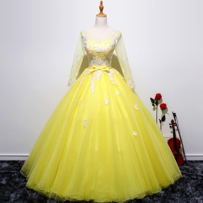 Gaun Pengantin 0710717 Kuning Lengan Panjang Wedding Gown Wedding Dress