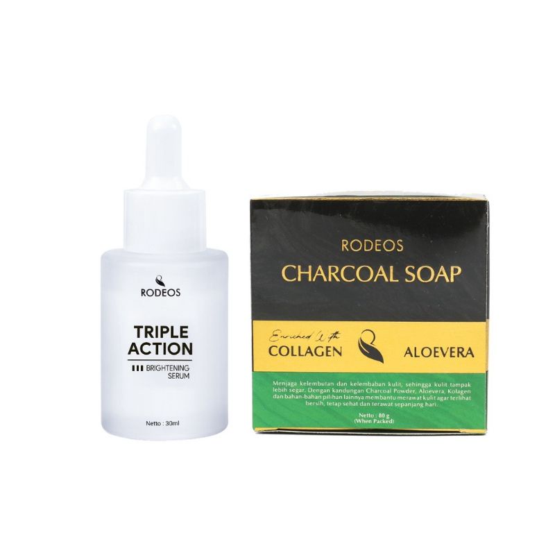 Paket Rodeos Charcoal Soap Original+Brightening Serum