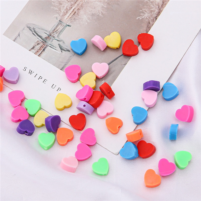 30 pcs/bag Cinta Bentuk Berlubang Lembut Keramik Manik-manik Longgar DIY Perhiasan Spacer Beads Untuk Membuat Perhiasan Gelang Kalung Anting-Anting