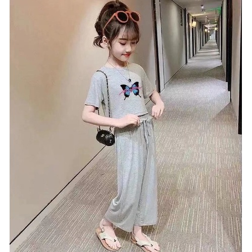 Sporty set / Setelan baju anak sporty IMPORT MURAH CROP BUTTERFLY / SETELAN BAJU ANAK KOREA
