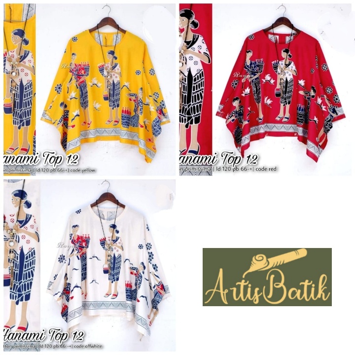 NEW ARRIVAL BLUS BATIK HANAMI TOP 12 BATIK JUMBO LD 4L MOTIF KARTUN MBOK JAMU GEBDONG CATTON HALUS P