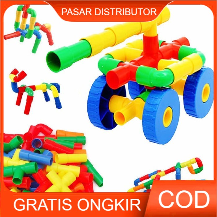 Mainan Anak Block Pipa Mainan Anak Edukasi Puzzle Balok Susun Block Brick - Mainan Anak