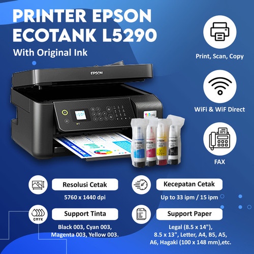 AIO Epson L5290 L5296 Printer Print Scan Copy WiFi Pengganti L5190 ADF