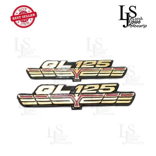 EMBLEM BOX AKI GL125 WARNA MERAH KOMBINASI GOLD DAN BIRU KOMBINASI GOLD BAHAN KUNINGAN TAHAN PATAH