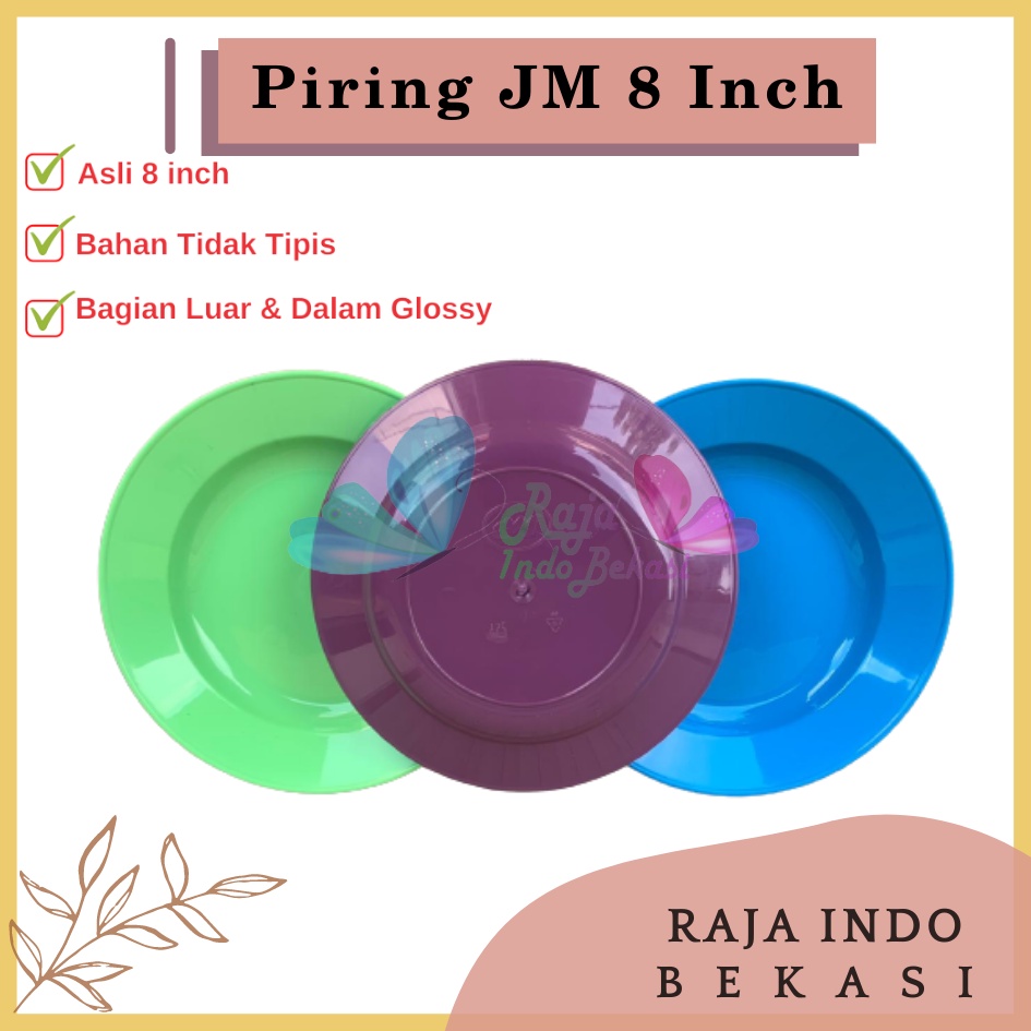 Piring Plastik JM 8 Inch Warna Biru Hijau Ungu - Piring Kecil Besar Set Makan Plastik Acara Pesta Melamin Rotan Murah - (1 pcs) Piring makan plastik ukuran 9&quot; super warna pekat murah grosir