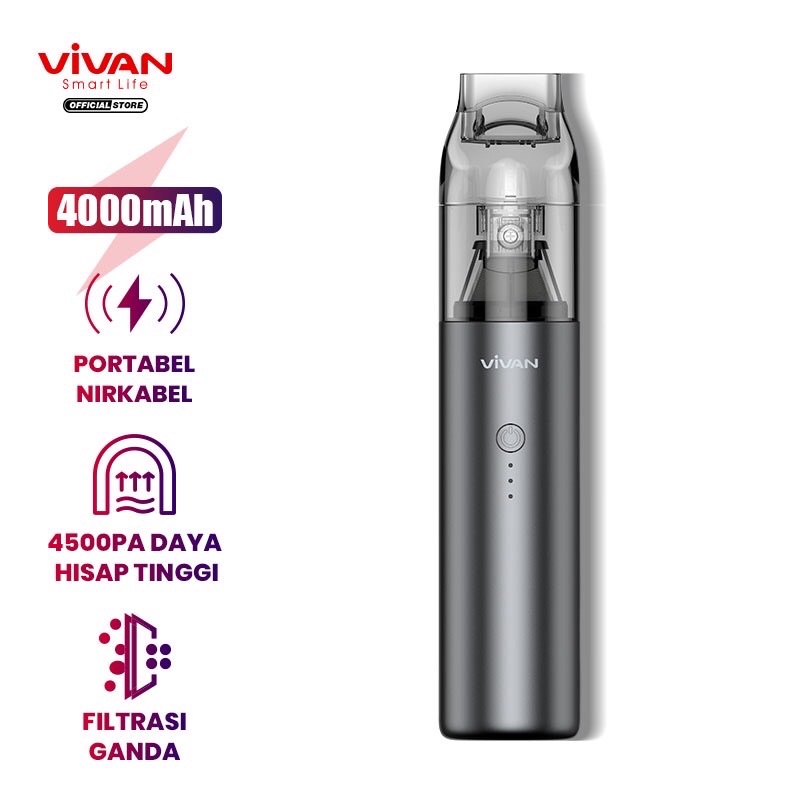 VIVAN Auto VX01 4000 mah Car Vacum Cleaner Penyedot Debu Mobil Cordless Portable Gray Garansi 1 Tahun