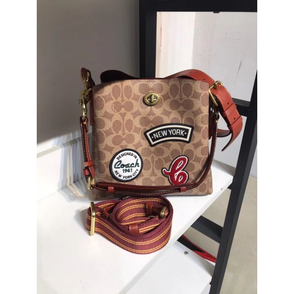 coach willow bucket bag patches original bag strap tas asli fo wanita