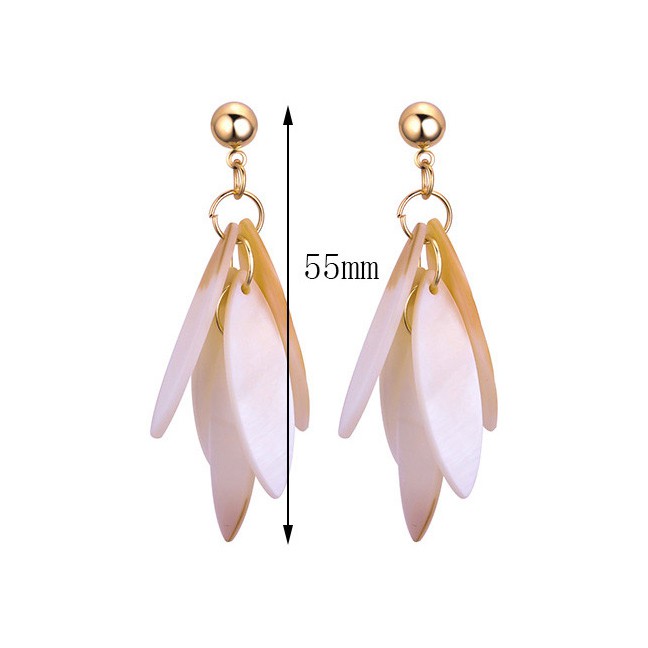 LRC Anting Tusuk Fashion Beige Leaf Shape Decorated Earrings