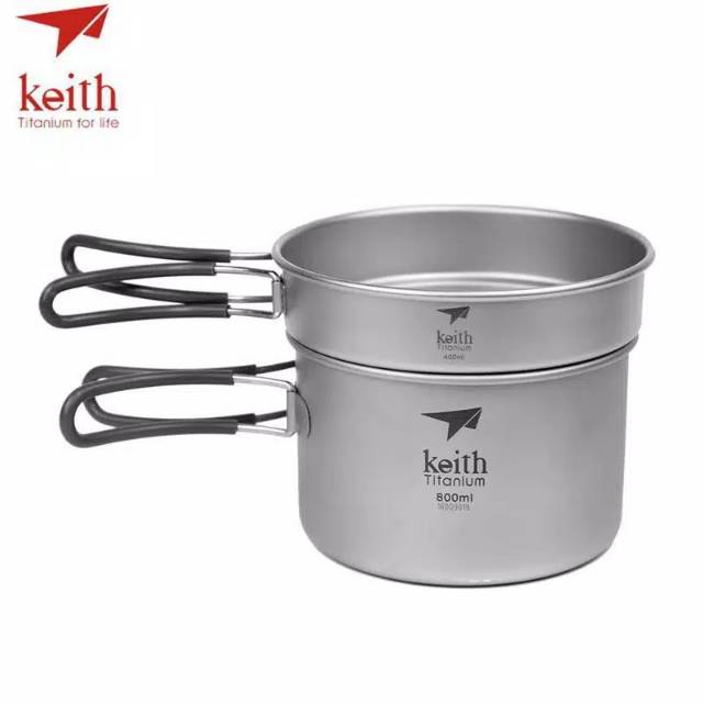 Keith titanium Ti6012 frypan 400ml pot 800ml frying pan wajan panci foldable Ultralight