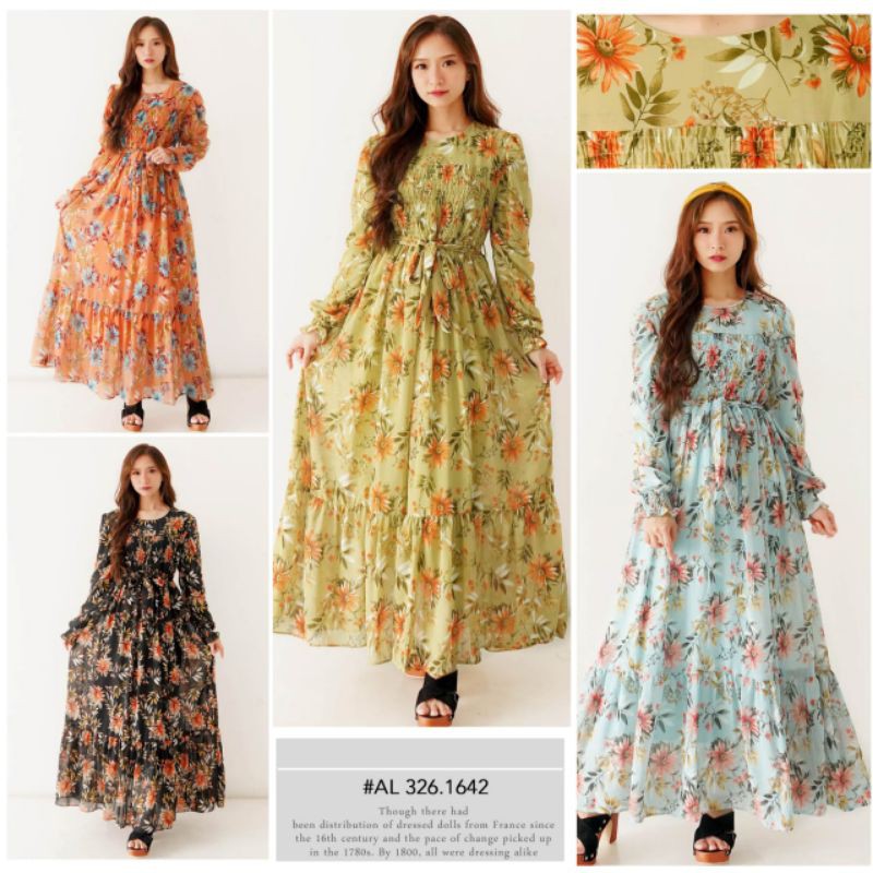 Maxi yuna flower gamis ceruty 1642-B