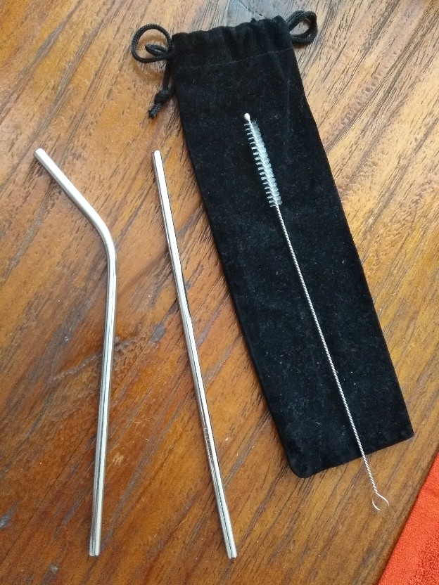 Paket Sedotan Stainless Steel 215*6mm Straw+brush+bag Reusable Ready Stock