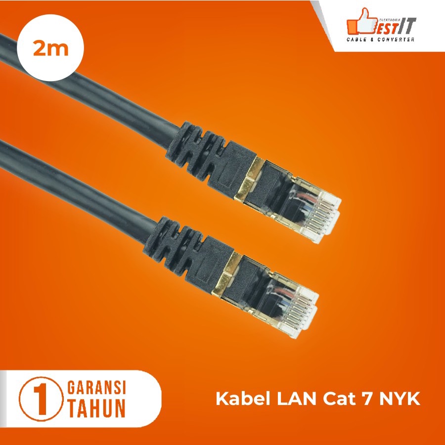 Kabel Lan SSTP Cat7 Ethernet Network 10Gbps Gold Plated RJ45 2 Meter NYK