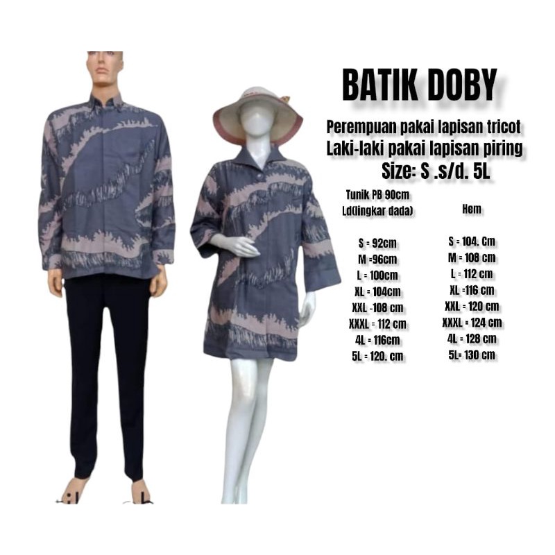 BATIK TUNIK DOBY CAP PREMIUM BAJU TUNIK BATIK WANITA BATIK WANITA LAPISAN PURING ADA SIZE JUMBO