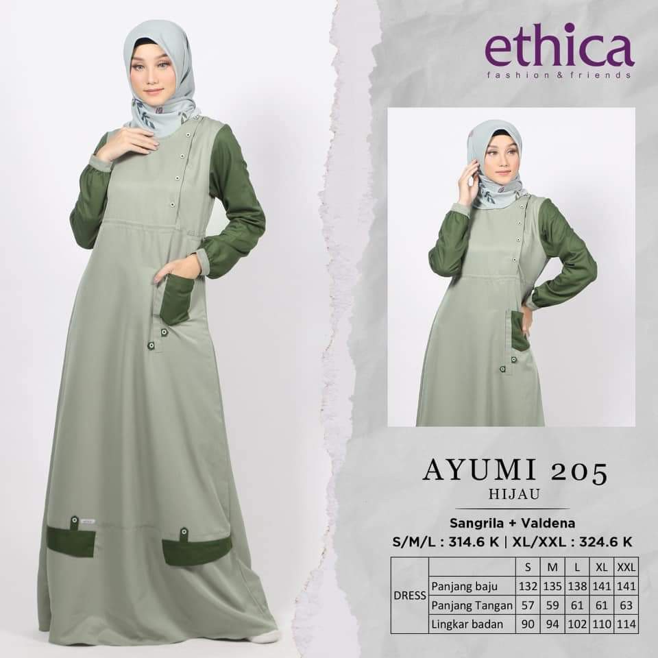 GAMIS TERBARU 2020 ETHICA AYUMI 205 HITAM HIJAU