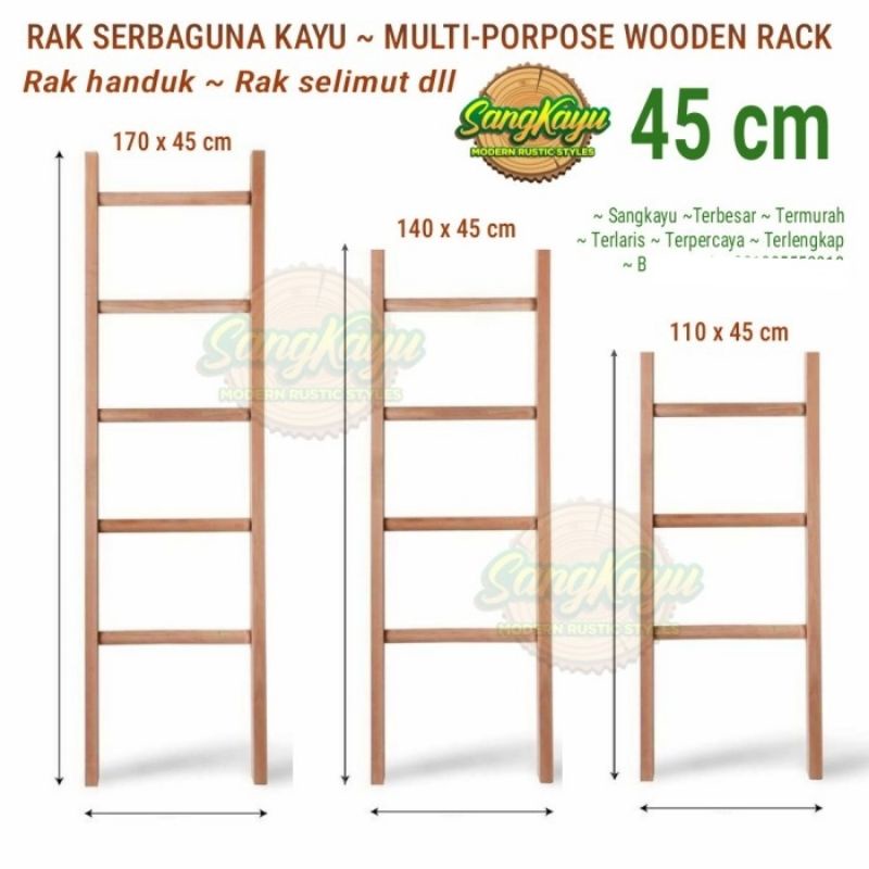 Rak handuk kayu towl holder 45 cm rak selimut towl ladder rak kayu