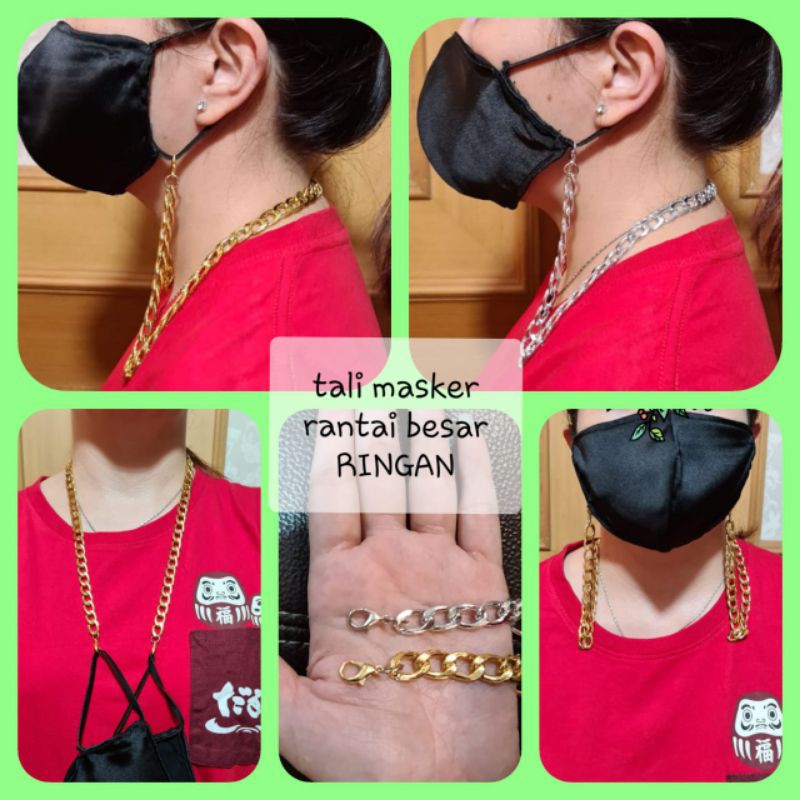 TALI STRAP KALUNG RANTAI RANTE MASKER MASK BIG CHAIN EMAS SILVER JUMBO BESAR RINGAN PRIA WANITA 60CM