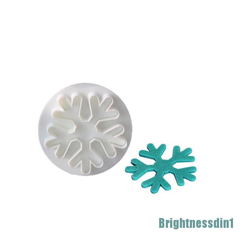 [Brightnessdin1]3pcs Snowflake Plunger Cutter Mold Sugarcraft Fondant Cake Decorating Tool