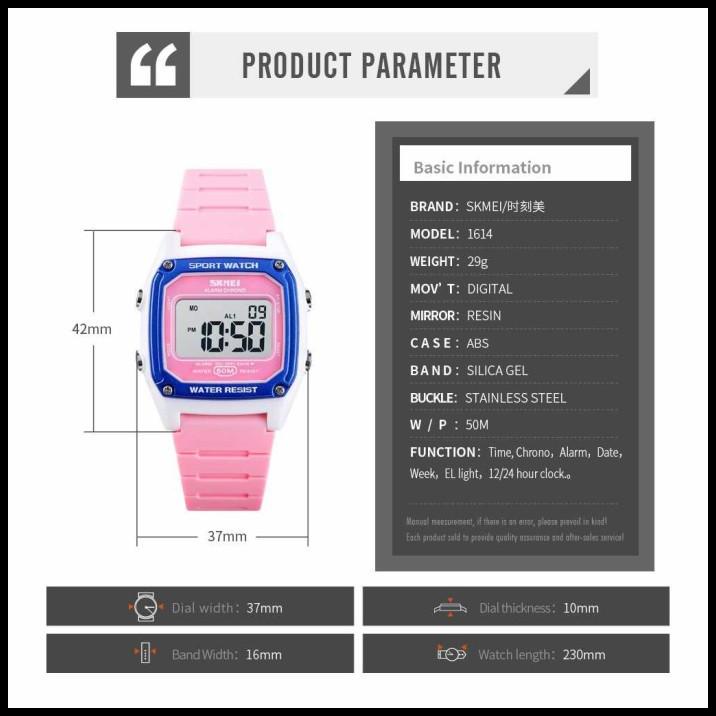 Jam Tangan Anak Wanita Pria Skmei 1614 Digital LED Tahan Air Skmei 1614 Anak wanita pria