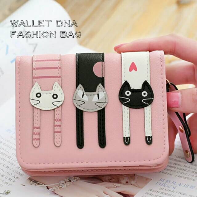 Dompet mini 3kucing/dompet mini /dompet wanita /dompet lipat /dompet cat