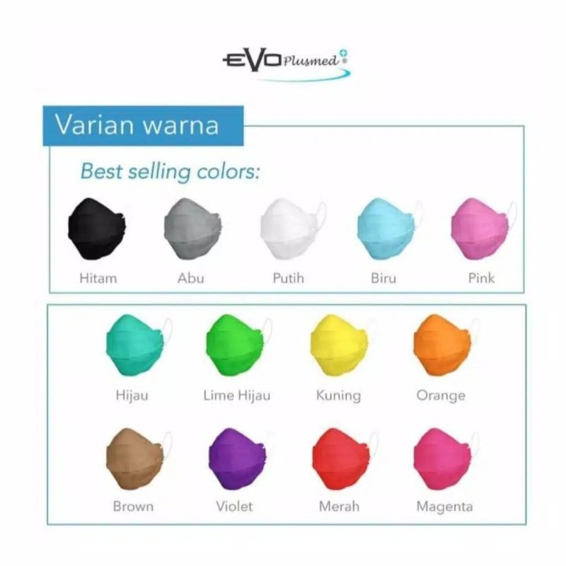 Masker Evo PlusMed / Evo Hijab 4D Warna Surgical Face Mask Earloop Original 100%