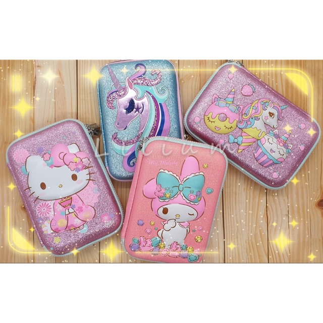 Kotak Pensil Hardcase Glitter Melody Hello Kitty Unicorn