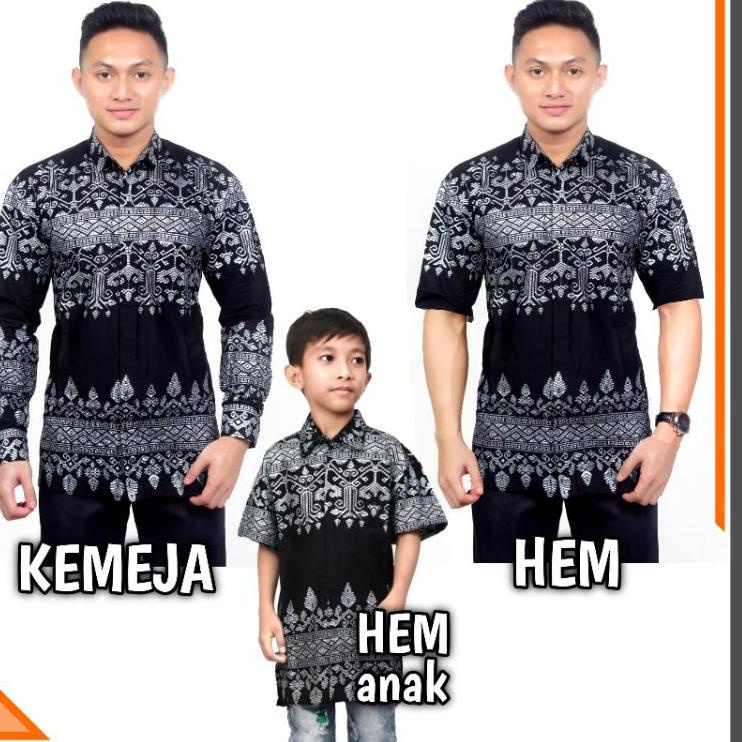 NP.02Jl22ˢ | Baju Couple Ayah dan anak motif Jarum Anjani Silver / Batik anak cowok dan ayah