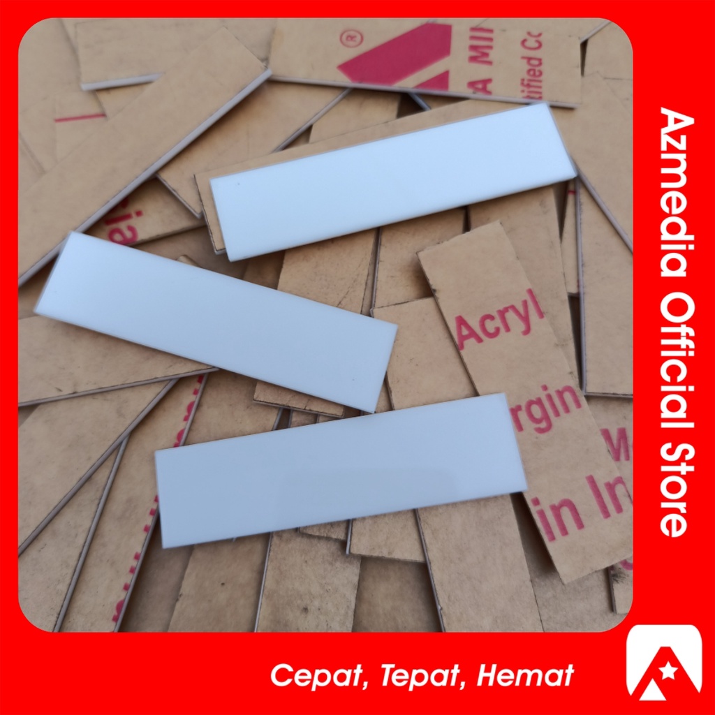 

Akrilik Name Tag Papan Nama Dada 8X2 Putih Hitam Bening