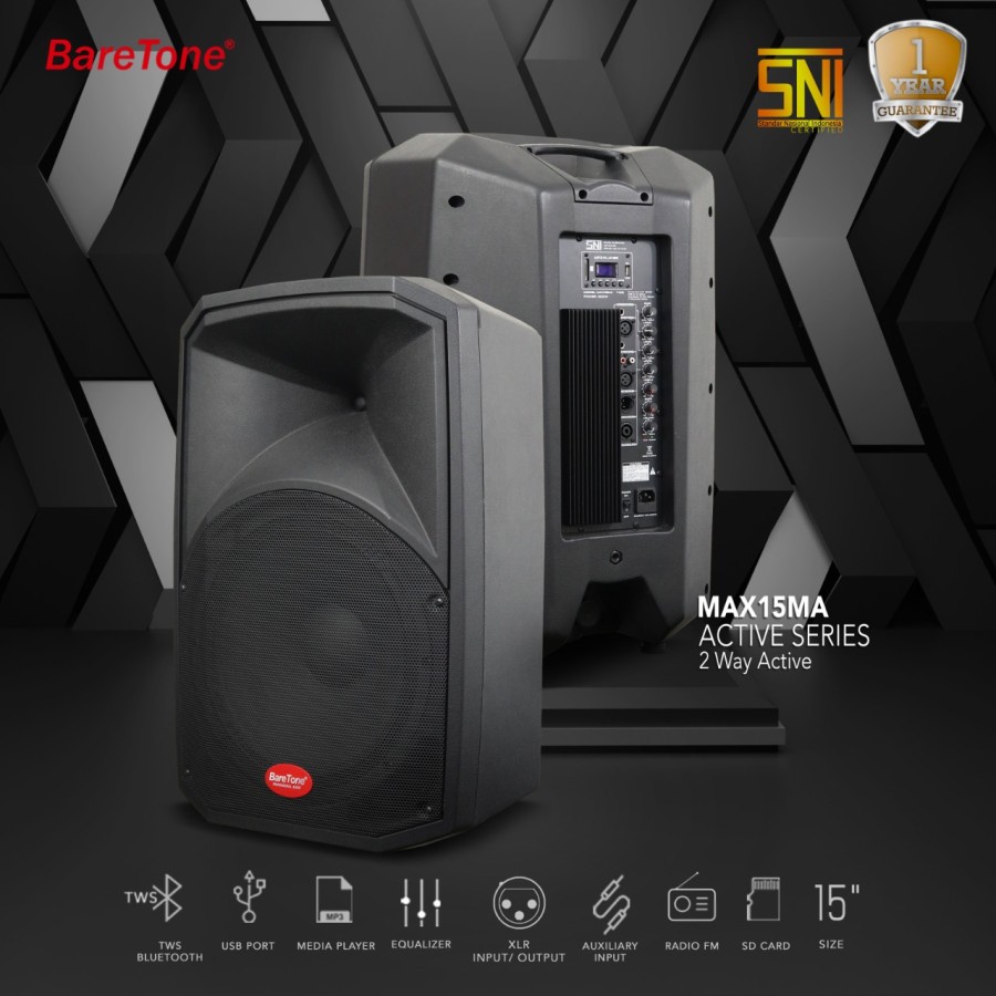 Speaker Aktif 15 Inch Baretone MAX15MA MAX-15MA MAX 15 MA Bluetooth TWS