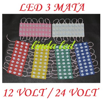 LAMPU LED MODUL 3 MATA SMD 8218 12V dan 24V 1.5WATT WATERPROOF VARIASI ETALASE MOBIL MOTOR NEONBOX