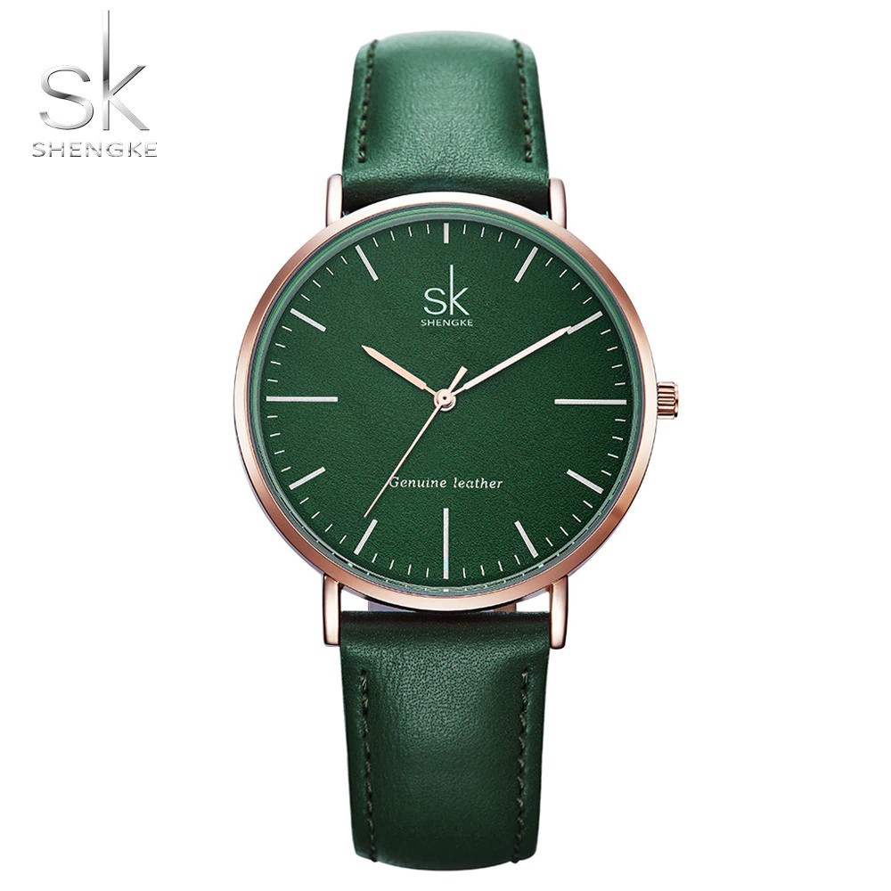 HOT PROMO Shengke Genuine Leather Women Watches Luxury Brand Quartz Watch Casual Ladies Watches