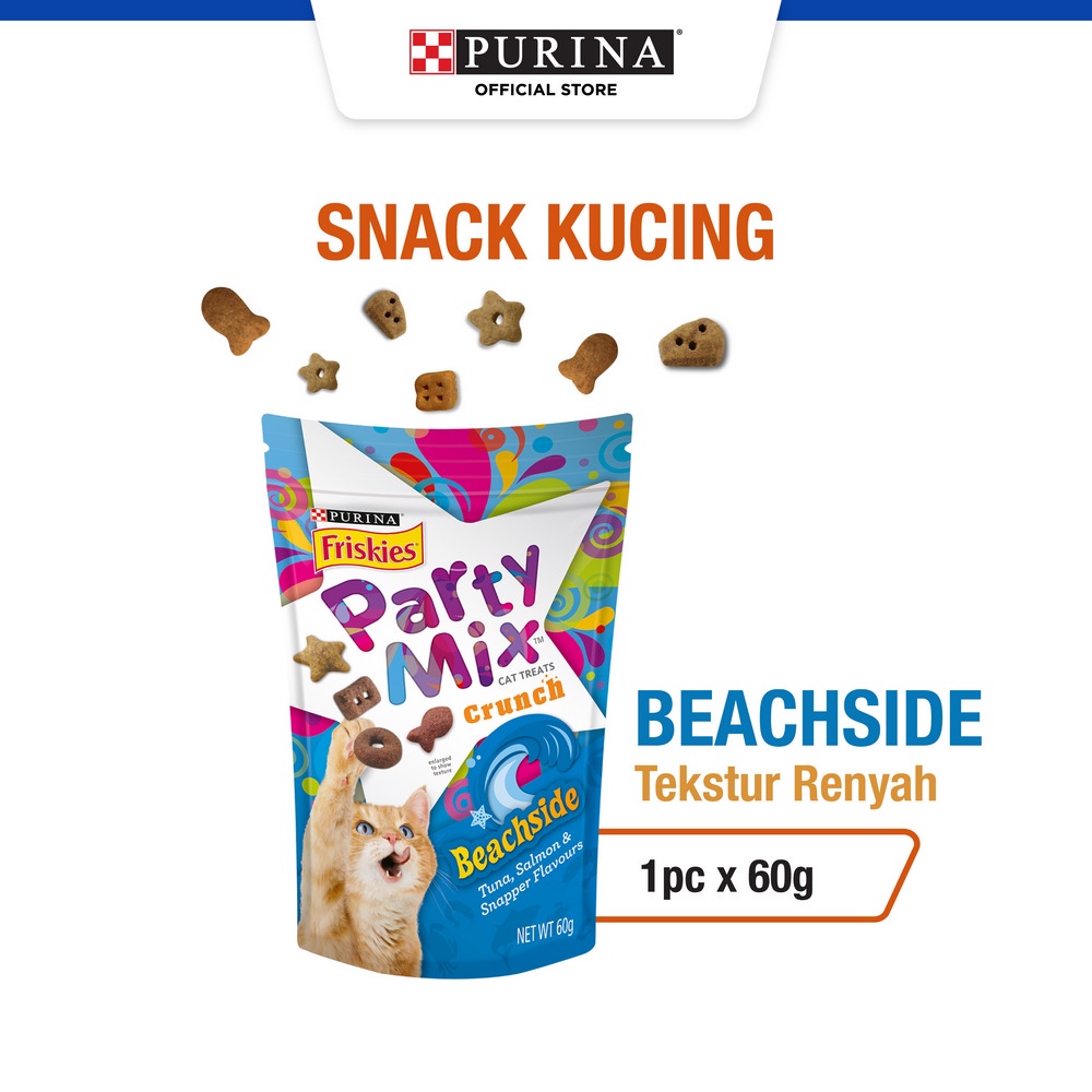 FRISKIES PARTY MIX Adult  Beachside Snack Kucing 60g