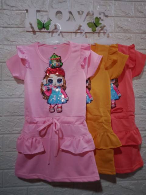 BAJU SETELAN DRESS TUNIK OVERALL + INNER 3-6 TAHUN