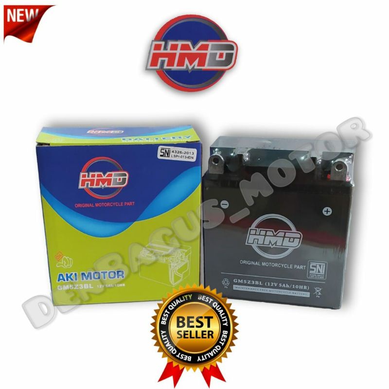 AKI KERING MOTOR GRAND/ AKI KERING GM5Z-3BL MERK HMD/AKI KERING GRAND/AKI BEBAS PERAWATAN