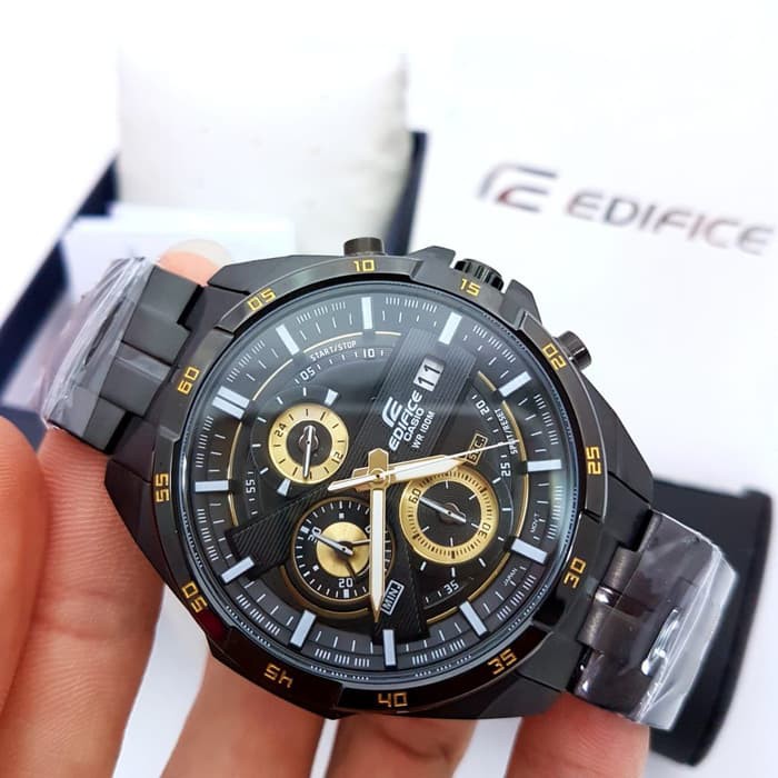 Jam Tangan Pria Casio Edifice EFR-556 BK Black List Gold Original BM