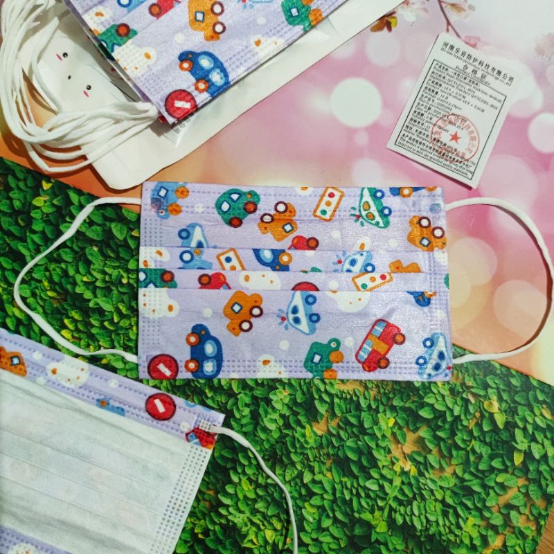 Masker ANAK Motif Premium import isi 10pcs 3ply/3lapis kualitas tebal Super High Quality Karaktet gambar lucu-lucu