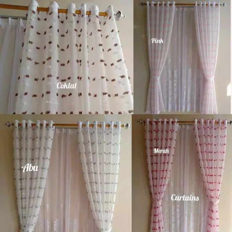 vitrase/daleman gorden import polos model 12 lubang smokring ukuran 100x200