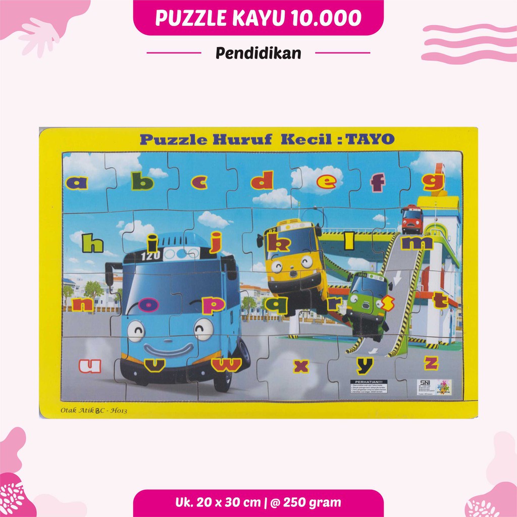 Puzzle Edukasi Anak / Puzzle Kayu / Puzzle Anak / Puzzle Huruf Dan Angka : Huruf Kecil Kuning/Huruf