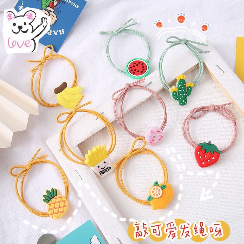 Ikat Rambut Motif Buah-Buahan Japanese Style Hair Ring Fashion