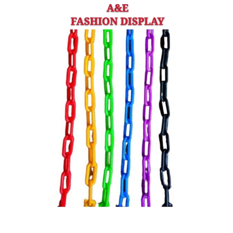 GANTUNGAN RANTAI PLASTIK WARNA/GANTUNGAN BAJU RANTAI PLASTIK 8MM