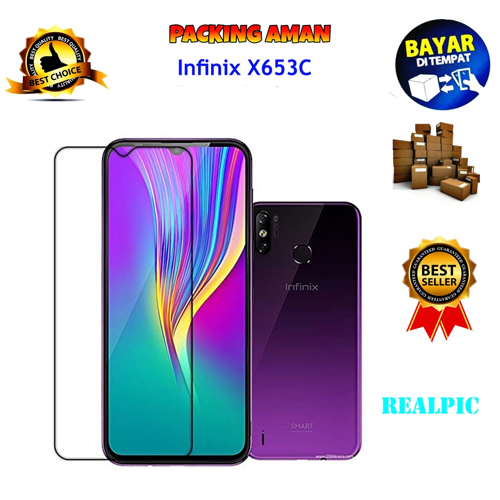 Tempered Glass Infinix X653C 2019 Full Cover / Full Screen Protector Anti Gores