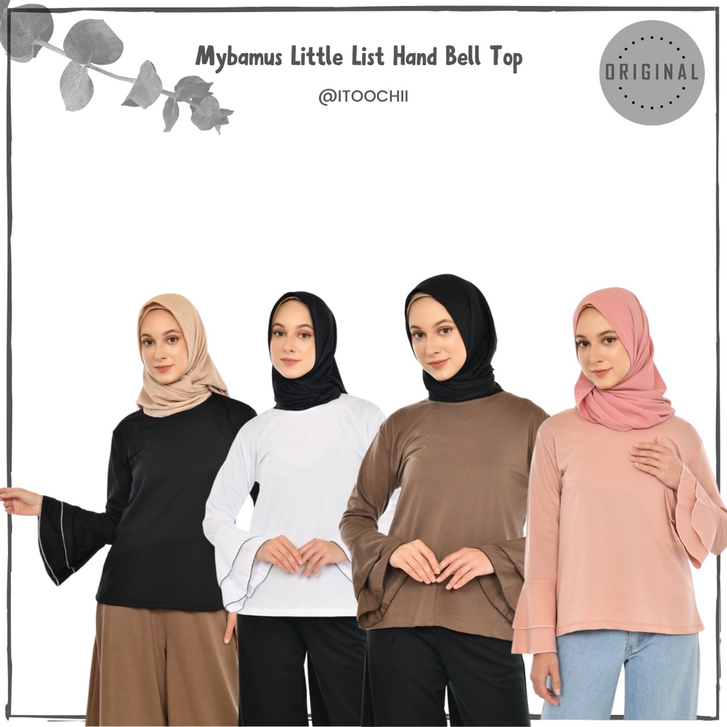 Mybamus Little List Hand Bell Top Atasan Wanita Tangan Lonceng Baju Remaja Ootd Kekinian Ootd