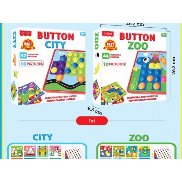 Castella77 Cotton Button Zoo City  Mainan  Edukasi Anak  