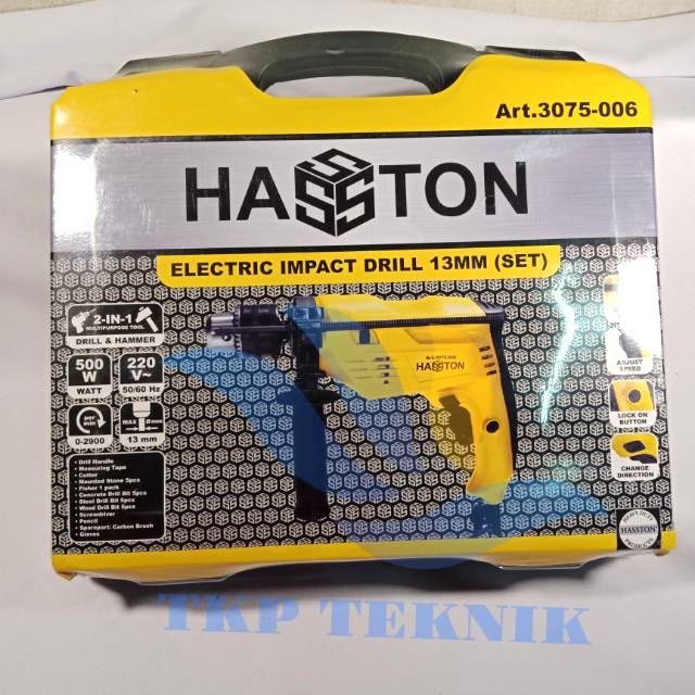 HASSTON MESIN BOR LISTRIK 13MM SET + BOX REG 3075-006