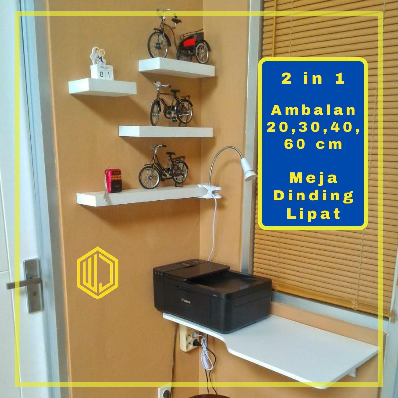 Meja Dinding Lipat dan Rak Dinding Tempel Minimalis-Meja Lipat Tempel Dinding dan Ambalan Dinding
