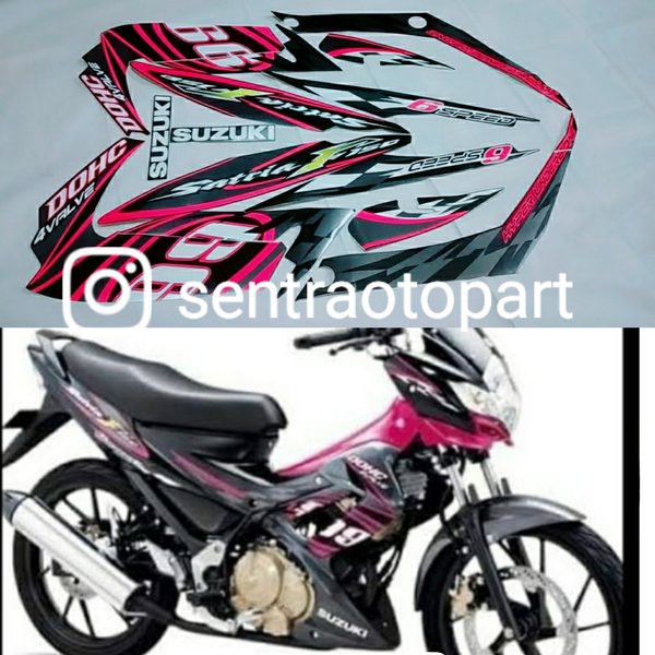 POLET striping list stiker motor satria fu 2012 hitam pink