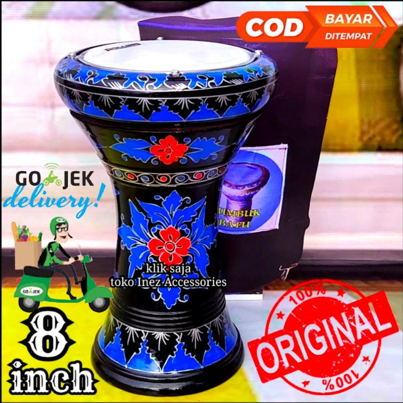 Jual Gendang Atau Darbuka Kayu 8 inch Hitam Biru Rolling Putih Shopee