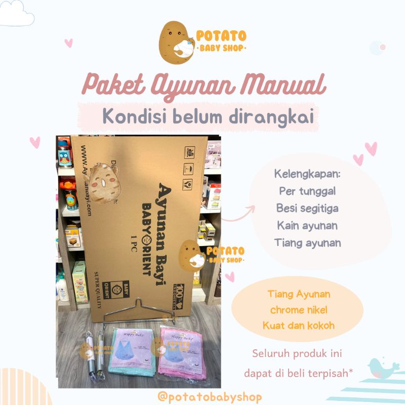 Paket Ayunan Bayi Orient - Tiang - Besi - Per - Kain Ayunan