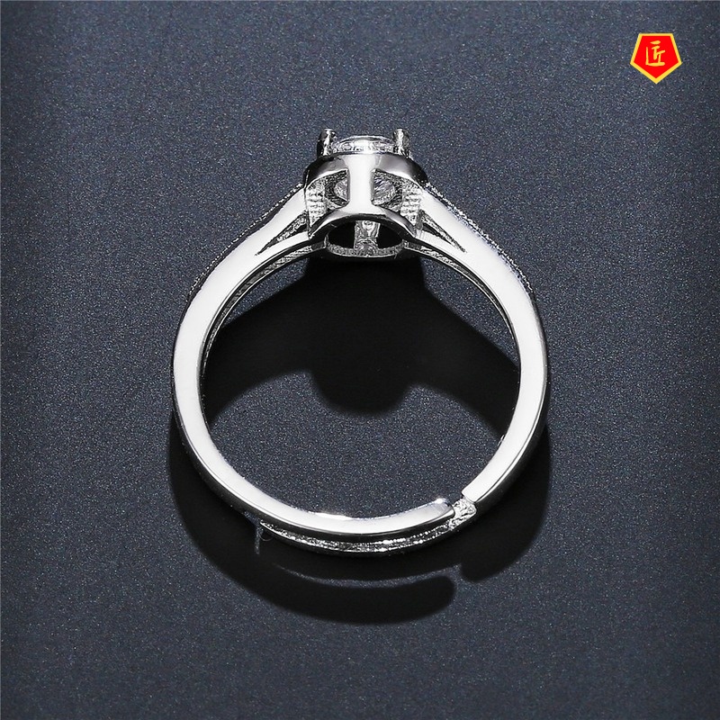 [Ready Stock]Simple Fashion Personality Female Silver Diamond-Studded Ring