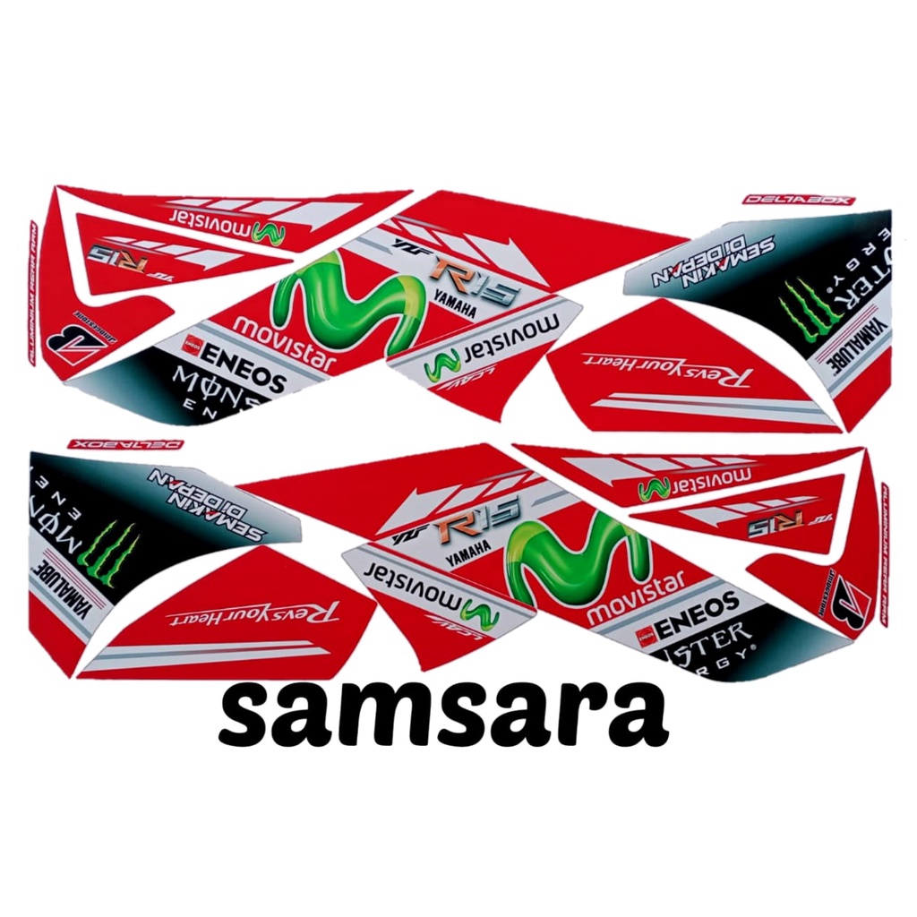 Stiker motor R15 V2 movistar merah